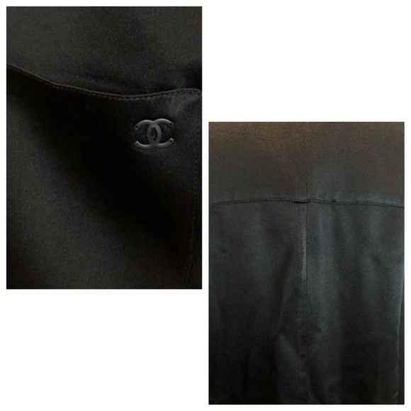 ✨Vintage CHANEL 2002 Collection CC Logo Black Silk Suit Jacket Blazer